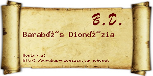 Barabás Dionízia névjegykártya